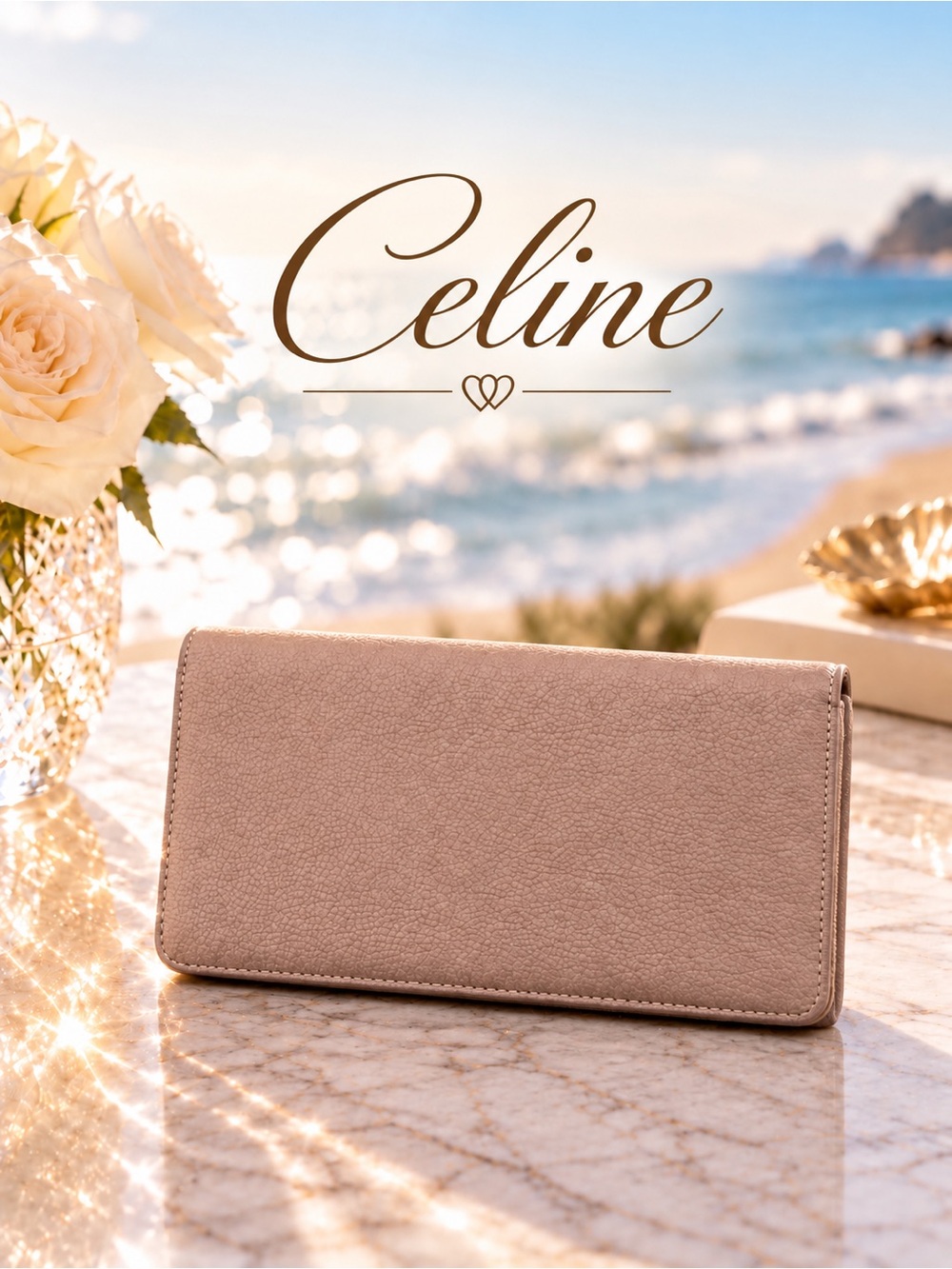Celine Yellow and Gray Leather Wallet